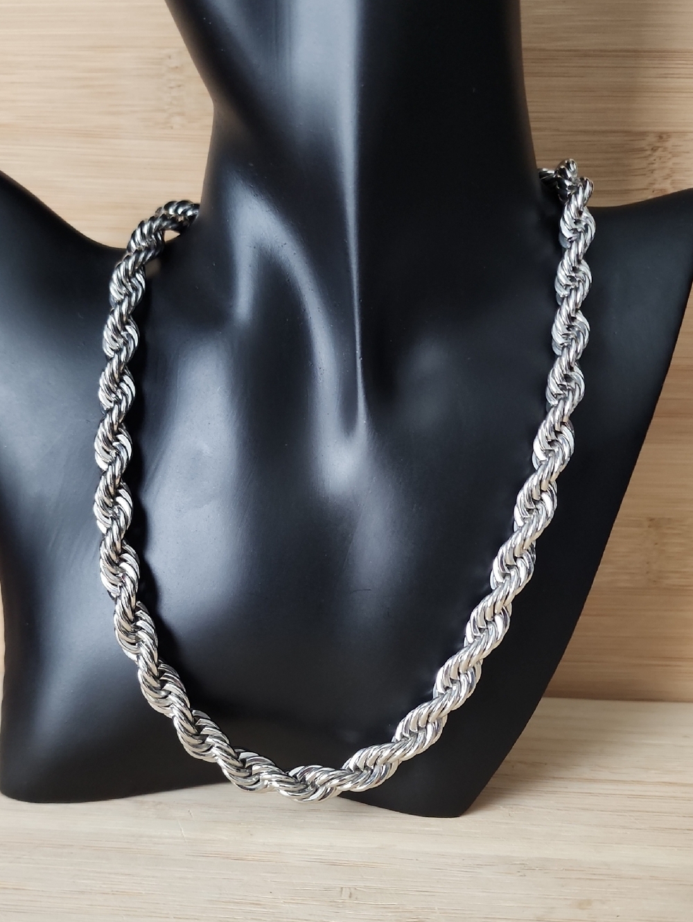 Sterling-Tone Rope Chain Toggle Necklace